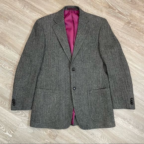 Point Zero Classic Fit Tweed Wool Blazer — Herringbone Print (Men’s 42R) - Picture 3 of 9